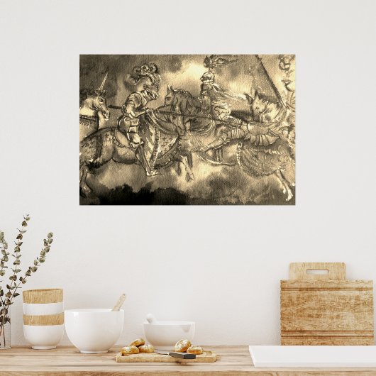 CHANSON DE ROLAND, MIDDELEEUWSE RIDDERS IN TOERNOO POSTER (Keuken)