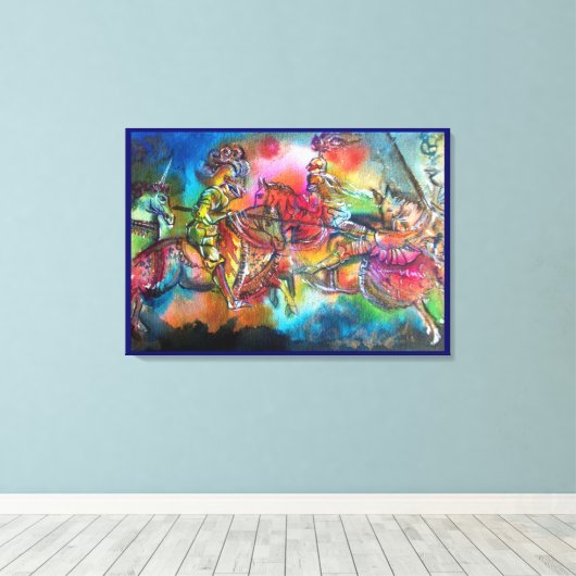 CHANSON DE ROLAND / STRIJD VAN RIDDERS IN TOERNOOI CANVAS AFDRUK (Insitu (Houten vloer))