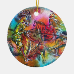 CHANSON DE ROLAND / STRIJD VAN RIDDERS IN TOERNOOI KERAMISCH ORNAMENT