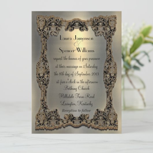 Chanteleah Formal Wedding Invitation 5,5 x 7,5 inc Kaart (Staand voorkant)
