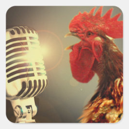 Chanticleer de Haan met microfoon Vierkante Sticker