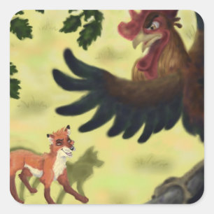 Chanticleer en de Fox Vierkante Sticker