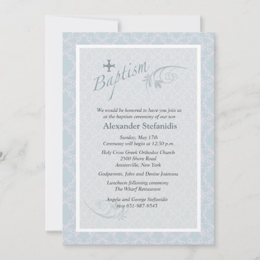 Chantilly Baptism Invitation Kaart (Voorkant)