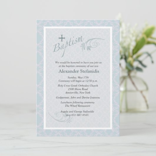 Chantilly Baptism Invitation Kaart (Staand voorkant)
