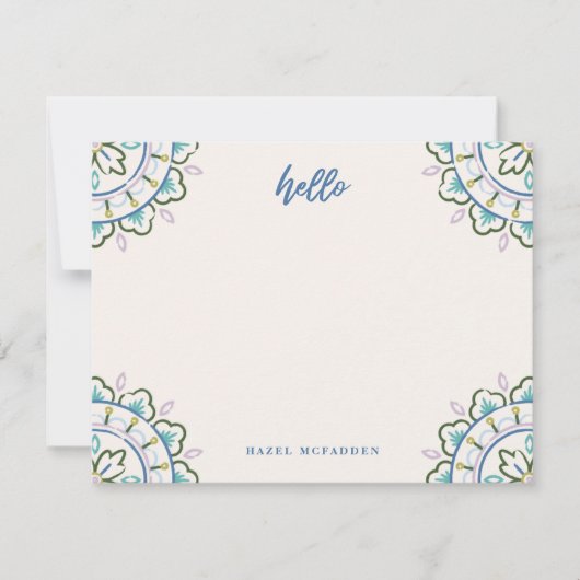 Chantilly Boho Mandala Stationery - Azure Notitiekaartje (Voorkant)