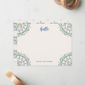 Chantilly Boho Mandala Stationery - Azure Notitiekaartje (Voorkant / Achterkant in situ)