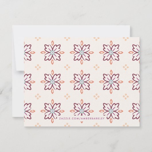 Chantilly Boho Mandala Stationery - Plum Notitiekaartje (Achterkant)