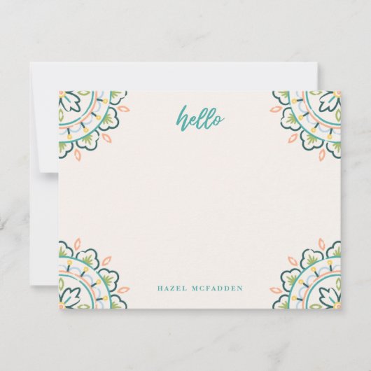 Chantilly Boho Mandala Stationery - Pool Notitiekaartje (Voorkant)