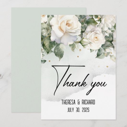 Chantilly Lace Rozen bruiloft Dank u platte Kaart (Voorkant / Achterkant)