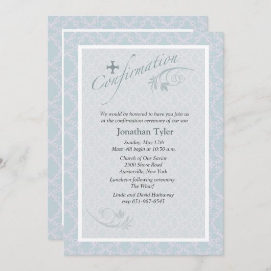 Chantilly religieuze bevestiging uitnodiging (Voorkant / Achterkant)
