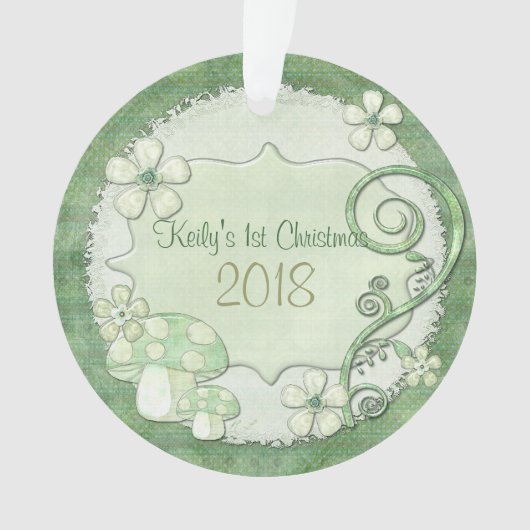 Chantily Whimsical Baby Girl 1st Christmas Ornament (voorkant)
