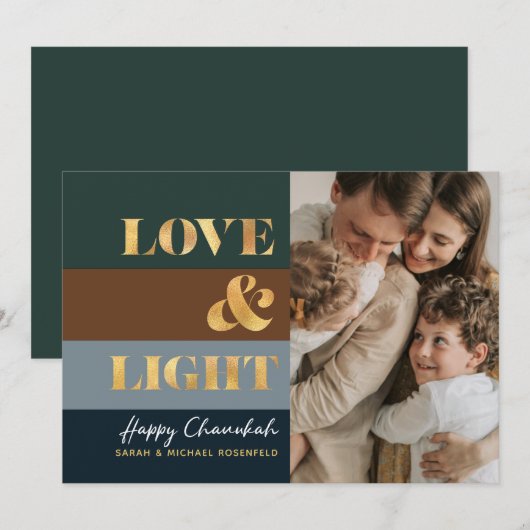 Chanuka Chanoeka Goud Liefde & Licht Foto Groetkaa (Voorkant / Achterkant)