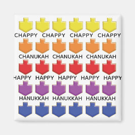 Chanuka magneet vierkant 3D Drie-delen-draai-toppe