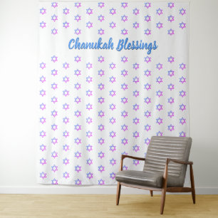 CHANUKA Wit DAVIDSTER Achtergrond Wandkleed