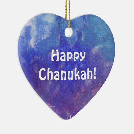 Chanukah Aqua Paars schilderen Heart Ornament (Rechts)