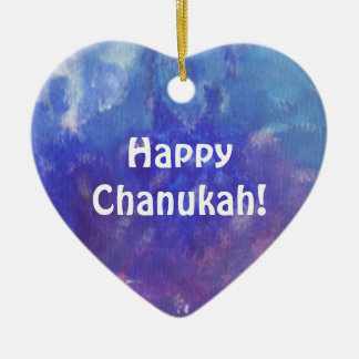 Chanukah Aqua Paars schilderen Heart Ornament