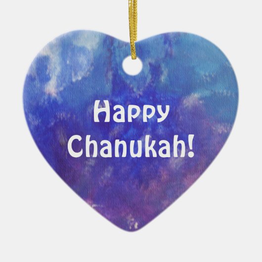 Chanukah Aqua Paars schilderen Heart Ornament (Voorkant)