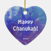 Chanukah Aqua Paars schilderen Heart Ornament (Achterkant)