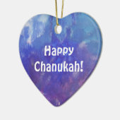 Chanukah Aqua Paars schilderen Heart Ornament (Links)