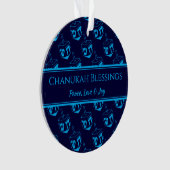 CHANUKAH BLESSINGS Gepersonaliseerd Dreidel Blue C Ornament (voorkant)