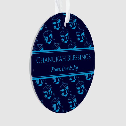 CHANUKAH BLESSINGS Gepersonaliseerd Dreidel Blue C Ornament (voorkant)