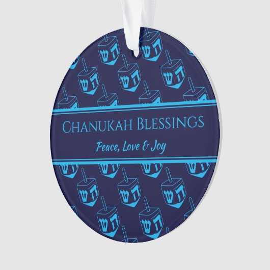 CHANUKAH BLESSINGS Gepersonaliseerd Dreidel Blue C Ornament (voorkant)