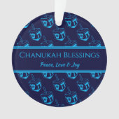 CHANUKAH BLESSINGS Gepersonaliseerd Dreidel Blue C Ornament (voorkant)