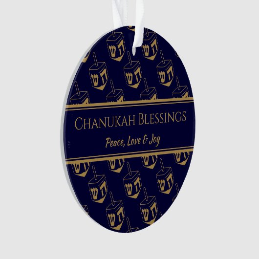 CHANUKAH BLESSINGS Gepersonaliseerd Dreidel Blue G Ornament (voorkant)