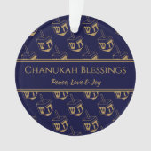 CHANUKAH BLESSINGS Gepersonaliseerd Dreidel Blue G Ornament (voorkant)