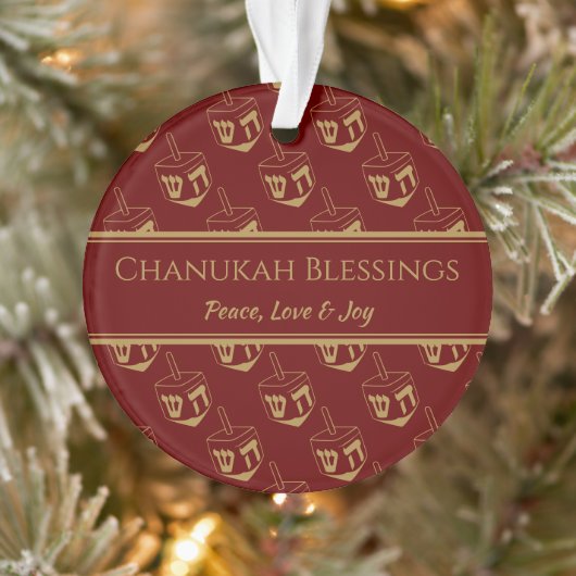 CHANUKAH BLESSINGS Gepersonaliseerd Dreidel Bourgo Ornament (Boom)