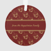 CHANUKAH BLESSINGS Gepersonaliseerd Dreidel Bourgo Ornament (achterkant)