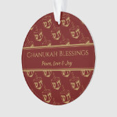 CHANUKAH BLESSINGS Gepersonaliseerd Dreidel Bourgo Ornament (voorkant)