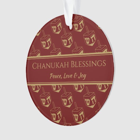 CHANUKAH BLESSINGS Gepersonaliseerd Dreidel Bourgo Ornament (voorkant)