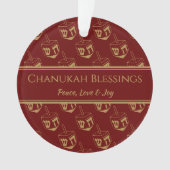 CHANUKAH BLESSINGS Gepersonaliseerd Dreidel Bourgo Ornament (voorkant)