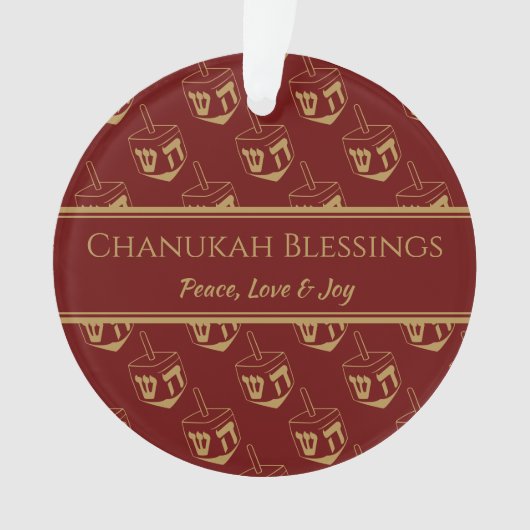CHANUKAH BLESSINGS Gepersonaliseerd Dreidel Bourgo Ornament (voorkant)