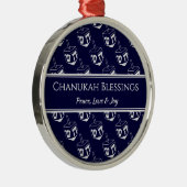 CHANUKAH BLESSINGS Gepersonaliseerd | Dreidel GRAY Metalen Ornament (Rechts)