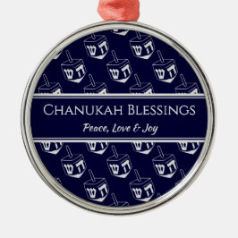 CHANUKAH BLESSINGS Gepersonaliseerd | Dreidel GRAY Metalen Ornament