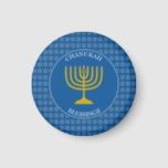 CHANUKAH BLESSINGS | Menorah | Hanukkah Magneet<br><div class="desc">Stylish Tekhelet Blue CHANUKAH BLESSINGS fridge magnet met faux Silver Star van David in een betegeld patroon en een faux gouden menorah in het midden. LIEFDE JOY PEACE, inclusief hun Hebreeuwse vertalingen, verschijnen in witte typografie. De tekst is aanpasbaar in hoesje dat u wilt wijzigen. CHANUKAH BLESSINGS is ook aanpasbaar...</div>