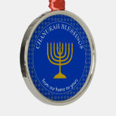 CHANUKAH BLESSINGS | Menorah | Hanukkah Metalen Ornament (Rechts)