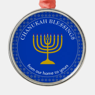 CHANUKAH BLESSINGS   Menorah   Hanukkah Metalen Ornament