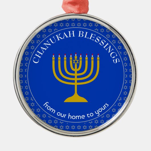 CHANUKAH BLESSINGS | Menorah | Hanukkah Metalen Ornament (Voorkant)