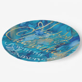 Chanukah Blues en Golds Papieren Bordje (Gekanteld)