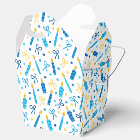 Chanukah Candles Burning White Blue Gold Bedankdoosjes (Geopend)