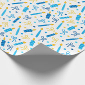 Chanukah Candles Burning White Blue Gold Cadeaupapier (Hoek)