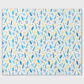 Chanukah Candles Burning White Blue Gold Cadeaupapier (Vlak)