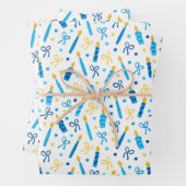 Chanukah Candles Burning White Blue Gold Inpakpapier Vel (In situ)
