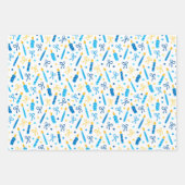 Chanukah Candles Burning White Blue Gold Inpakpapier Vel (Voorkant)