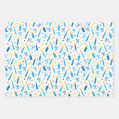 Chanukah Candles Burning White Blue Gold Inpakpapier Vel (Voorkant)
