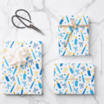 Chanukah Candles Burning White Blue Gold Inpakpapier Vel<br><div class="desc">Voeg wat vakantiekleur en vonk toe met dit leuke Chanokah-verpakkingspapierontwerp. Geschikt voor kinderen of volwassenen, behoeften aan cadeaubonnen voor het bedrijf of het gezin. Er zijn coördinerende cadeautassen, tissuepapier, en lint voor een complete Chanoekijke blik, of je kunt je mengen en aanpassen aan onze andere Chanoekapierpatronen. Dit ontwerp is blauw,...</div>