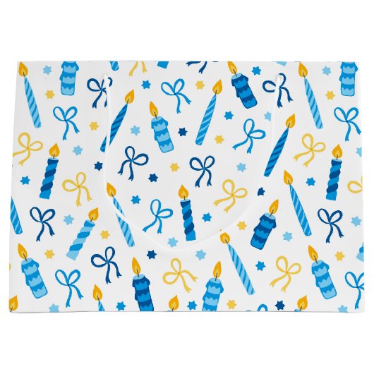 Chanukah Candles Burning White Groot Cadeauzakje (Voorkant)